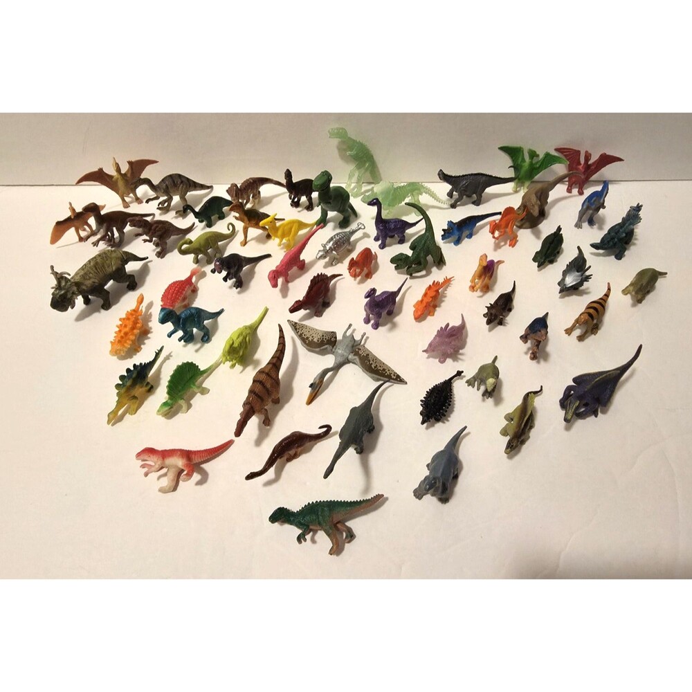 Huge Lot Of 57 Small Plastic Toy Dinosaurs Figures Various Sizes